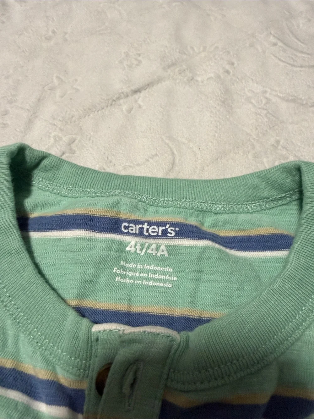 Carter's Blue & Mint Green Striped Short Sleeve Tee Set 4T